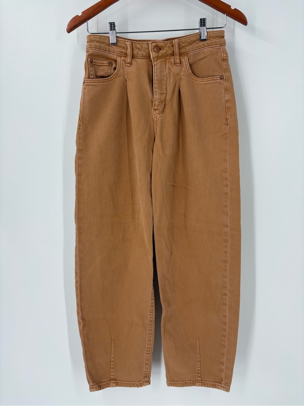 Pilcro Anthropologie The Breaker High Rise Barrel Brown Tan Cropped Size 26 - Picture 3 of 16